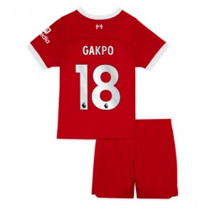 Liverpool Cody Gakpo #18 Dětské Domácí dres komplet 2023-24 Krátký Rukáv (+ trenýrky)